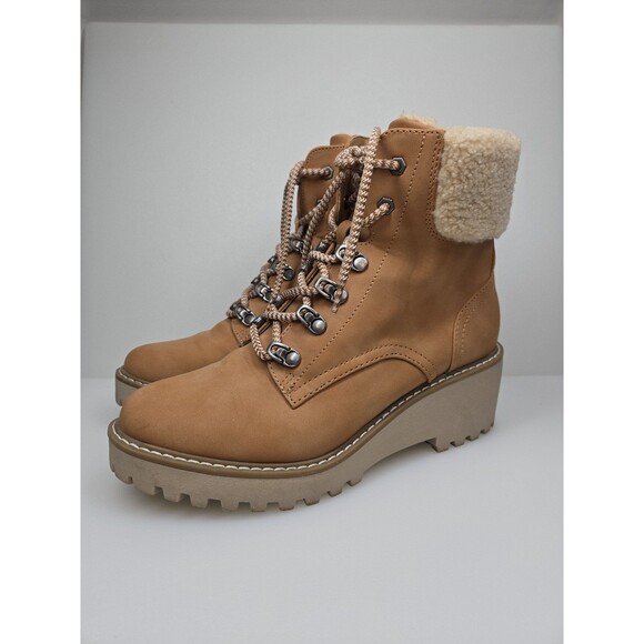 DV by Dolce Vita Russit Ankle Boot Lace Up Bootie Tan/Camel Women's 8.5 Buckle - Picture 2 of 12